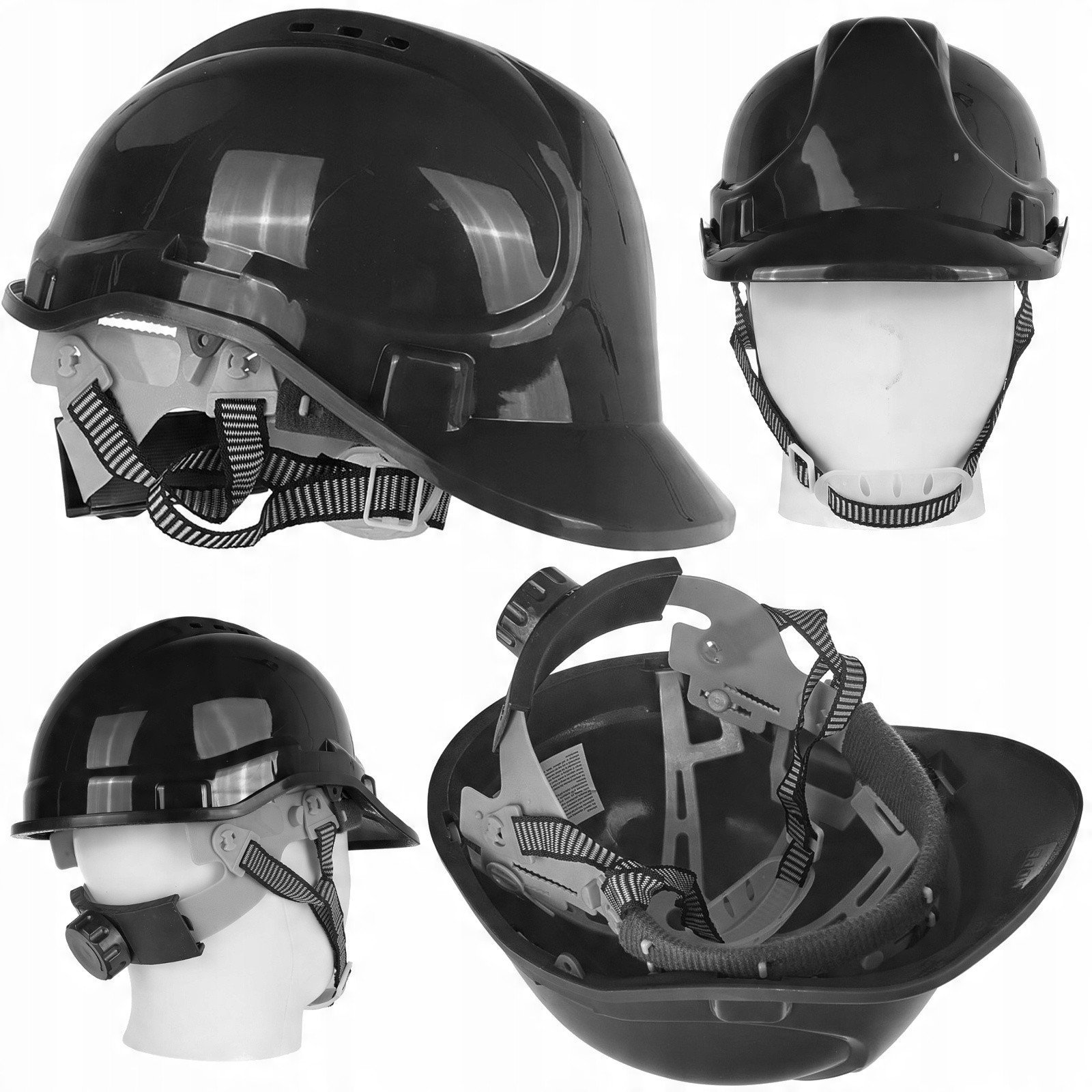 Kask ochronny budowlany BHP regulowany – czarny (50)