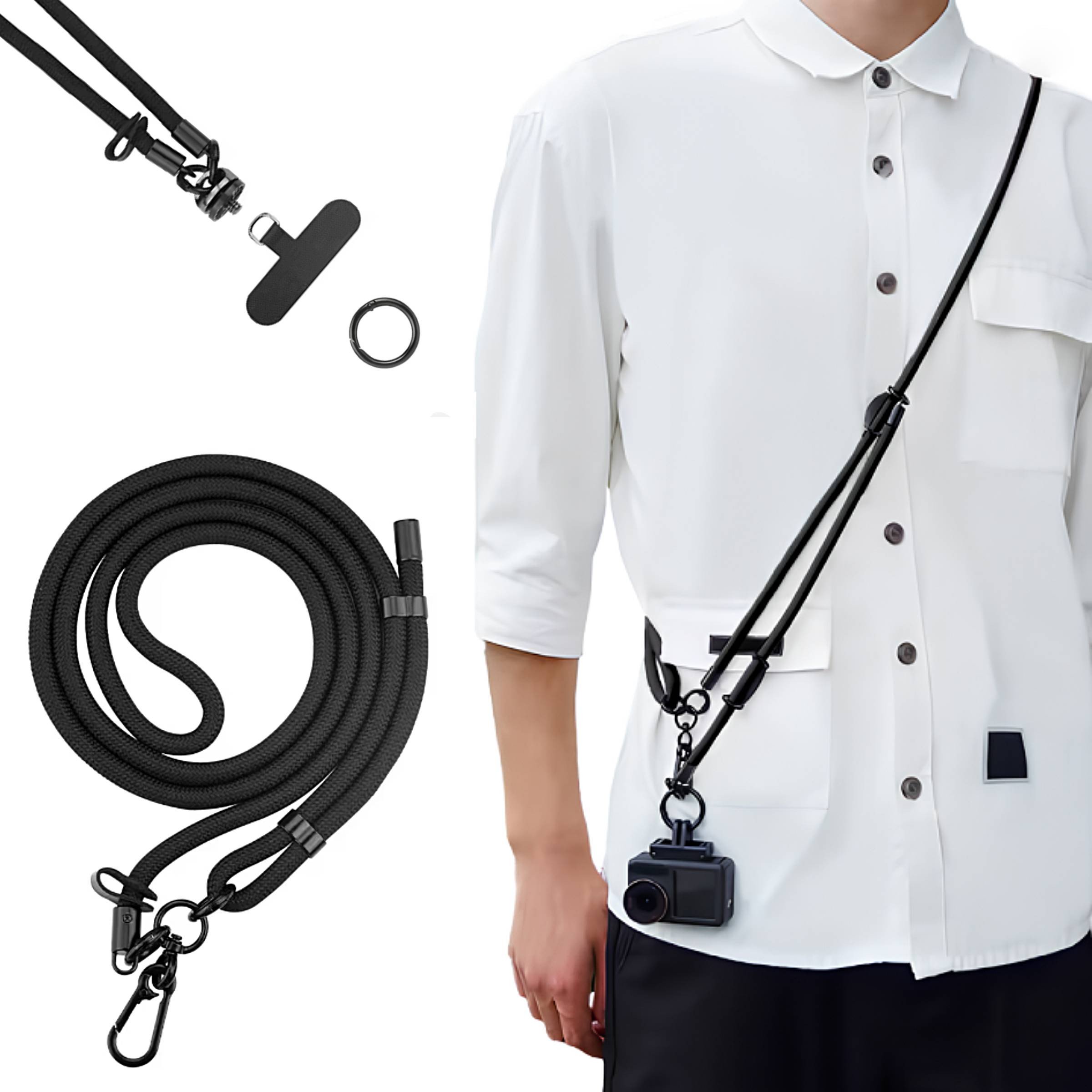 UNIWERSALNA SMYCZ PASEK NA RAMIĘ 85 CM + ŚRUBA MOCOWANIE 1/4 DO BEZPIECZNEGO NOSZENIA PRZEDMIOTÓW I URZĄDZEŃ (CZARNA)