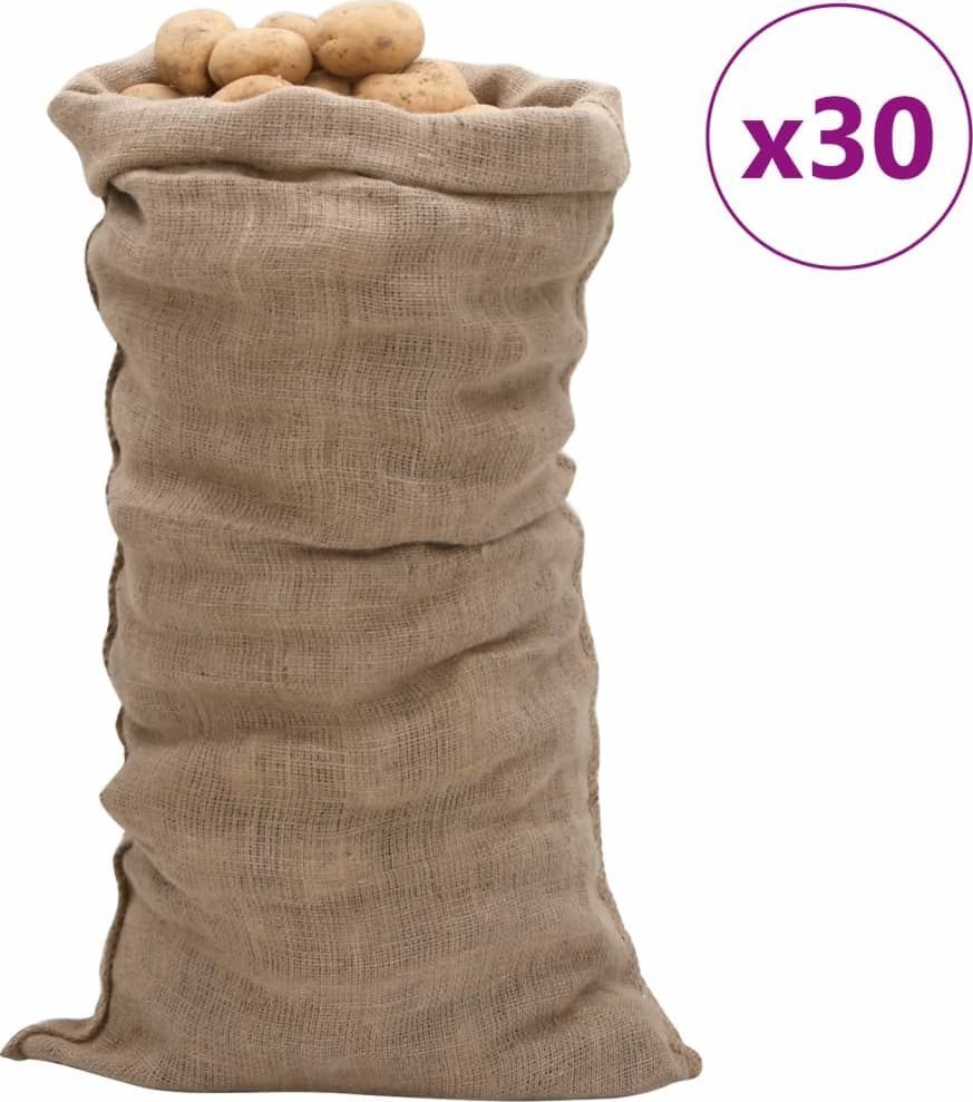 vidaXL Worki jutowe, 30 szt., 65x135 cm, 100% juta, 220 g/m²