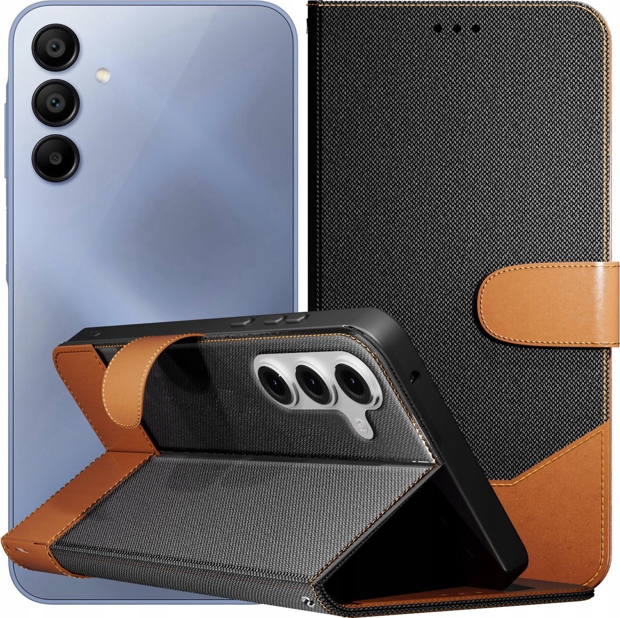 Hello Case Etui z Klapką Do Samsung Galaxy A15 4G / 5G (Jeans, Skórzane) Szkło 9H