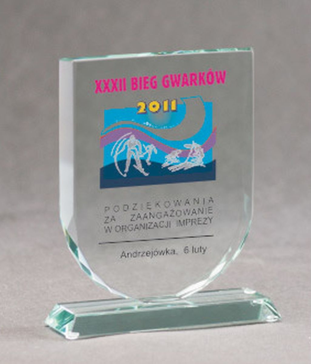 Victoria Sport Trofeum szklane z nadrukiem kolorowym LuxorJet i etui