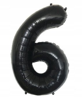 Balon Foliowy Na Hel CYFRA - 6 kolor CZARNY - 80CM