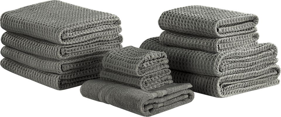 Beliani Komplet 11 ręczników bawełniany szary ATAI