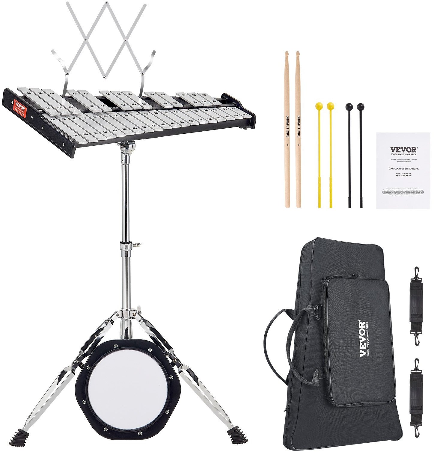 Ksylofon 32-tonowy z pałeczkami i statywem