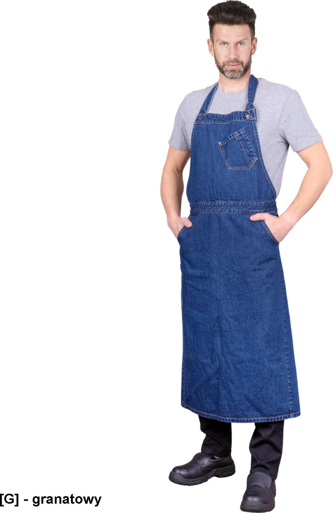 R.E.I.S. FORTE - Fartuch ochronny wykonany z jeansu zakładany na szyję 90x88
