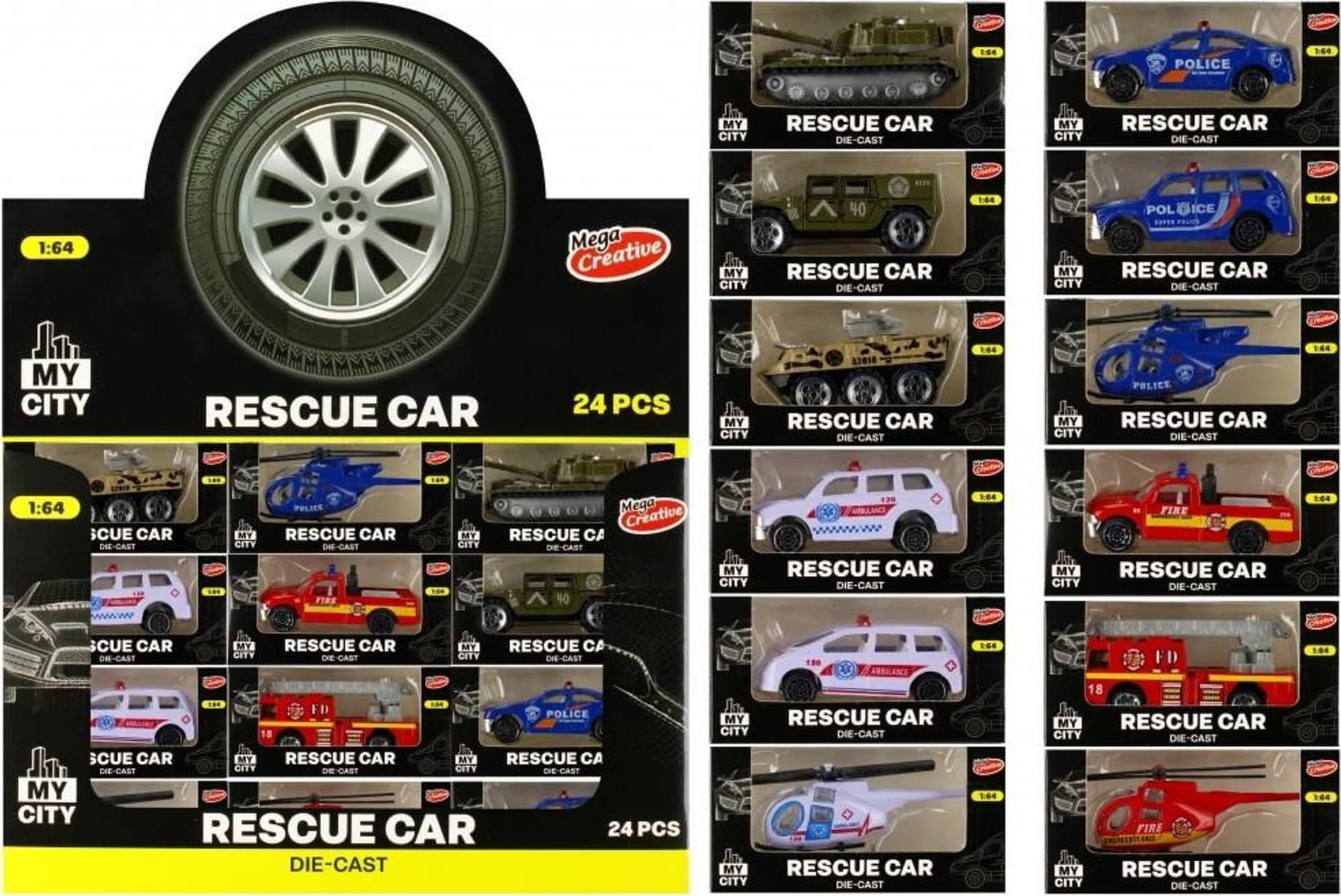 Mega Creative AUTO RATUNK MET 11X5X4 MOJE MIASTO MCN24/384/768