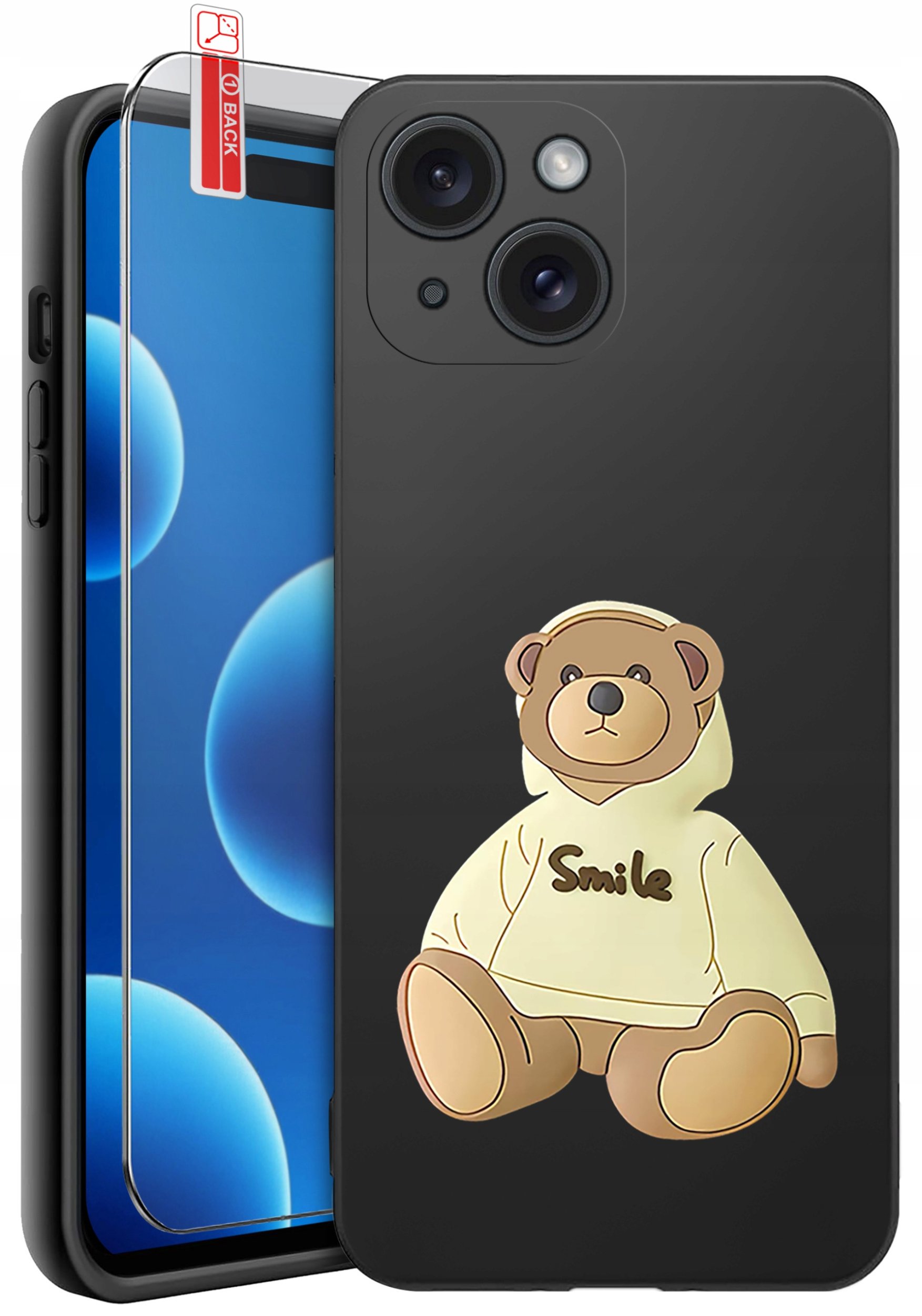 ETUI do iPhone 15 | WZORY | SILIKONOWE MATT CASE + SZKŁO 9H