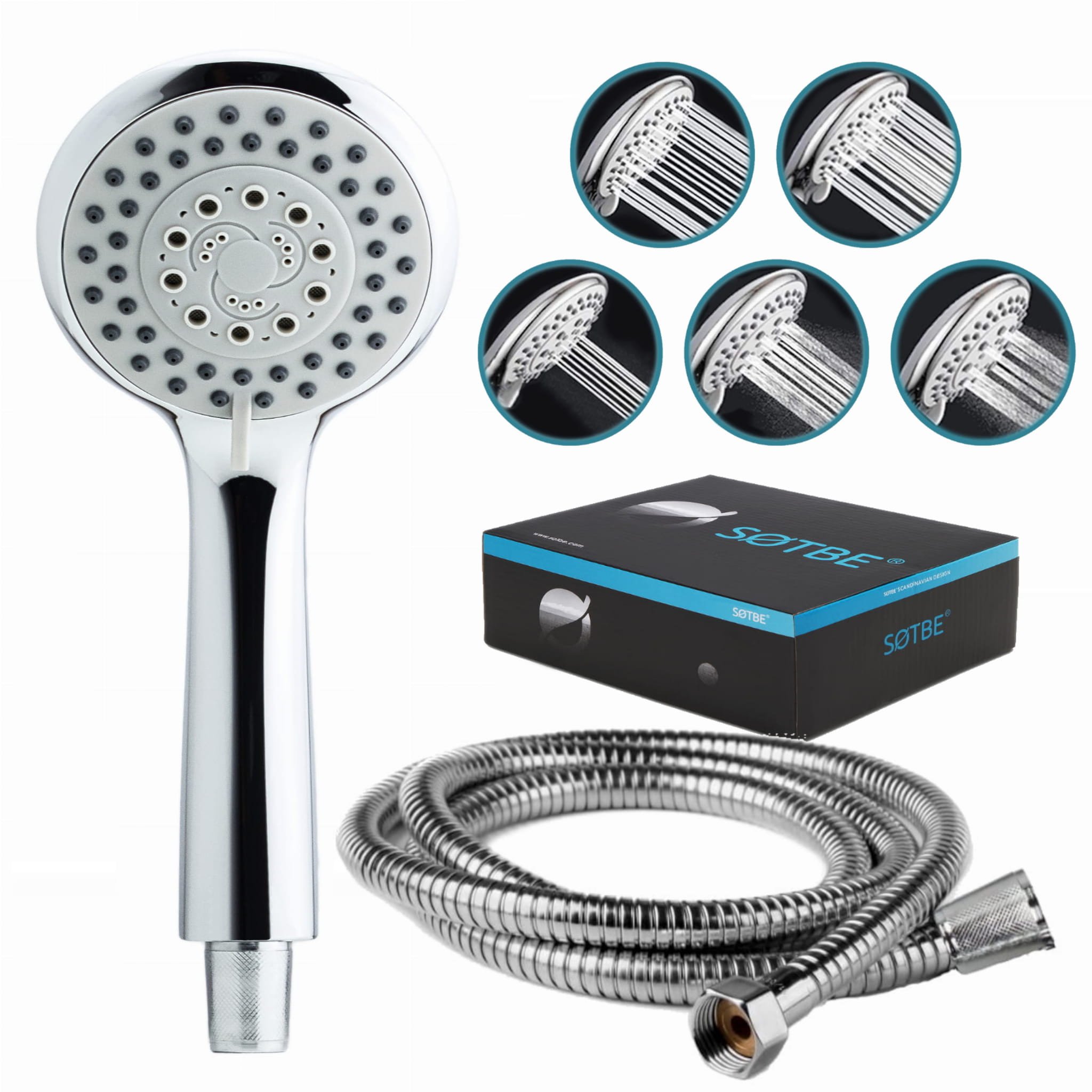 SOTBE ZESTAW Słuchawka prysznicowa z wężem