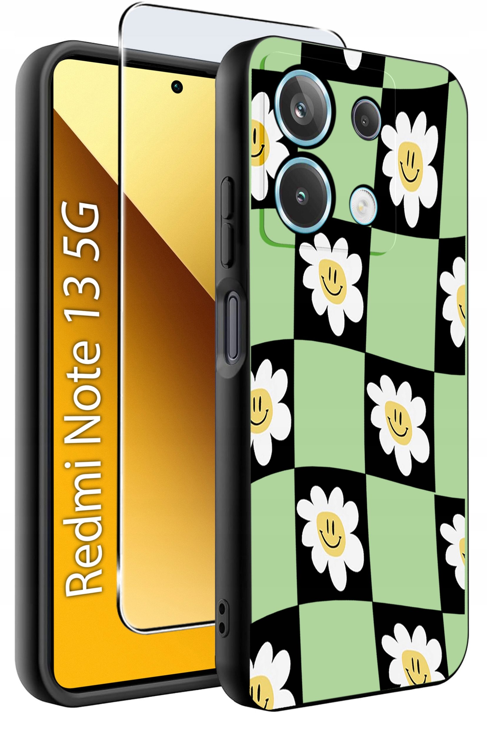 ETUI do Xiaomi Redmi Note 13 5G WZORY |SILIKONOWE MATT CASE +SZKŁO 9H