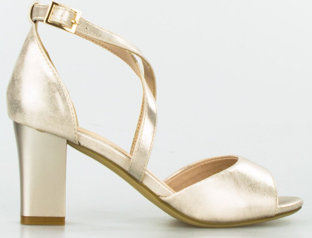 Sergio Leone Sandały na słupku retro przecierane złote Sergio Leone-39