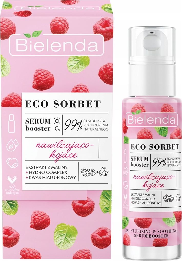 Bielenda BIELENDA Eco Sorbet SERUM DO TWARZY nawilżająco-kojące MALINA + KWAS HIALURONOWY