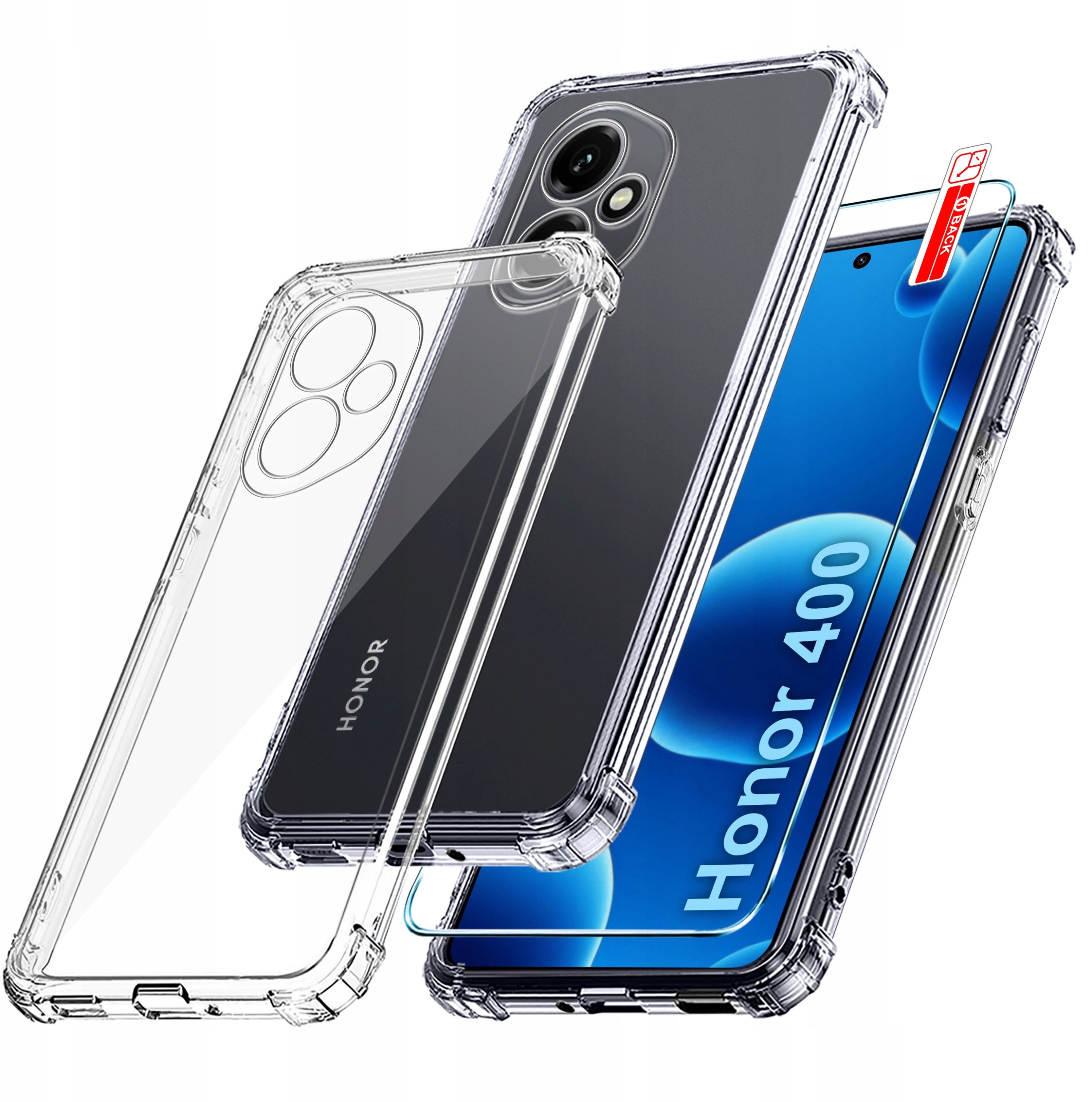 Etui do Honor 400 PANCERNE CASE SILICON GUMOWE SLIM + SZKŁO 9H