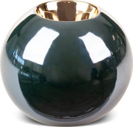 Eurofirany Świecznik ceramiczny kula MORA 9X9X8X2 ciemnozielony x2