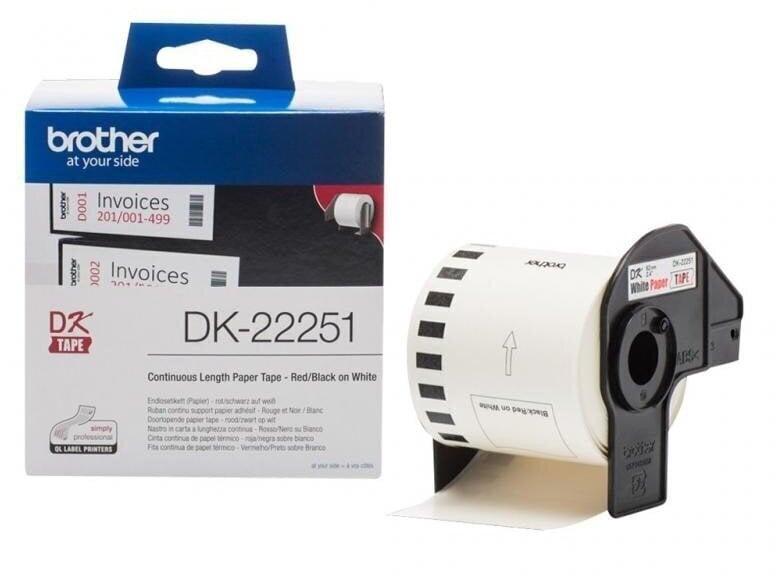 Etykieta BROTHER DK-22251 62mm x 15,24m czerwony/czarny na białym zamiennik