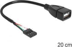 Delock USB zew. - USB wew., 0.2m, Czarny (83291)