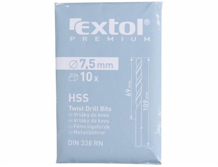 Wiertło Extol Wiertła Do Stali Hss 10Szt 7,5 L=109 L1=69 8801075