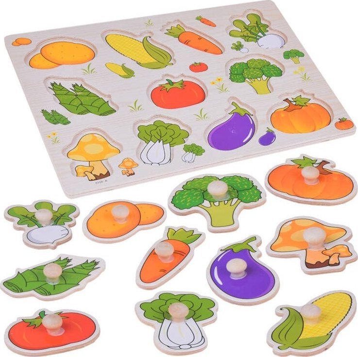 Jokomisiada Układanka edukacyjna puzzle drewniane warzywa dopasuj 11ele ZA5258