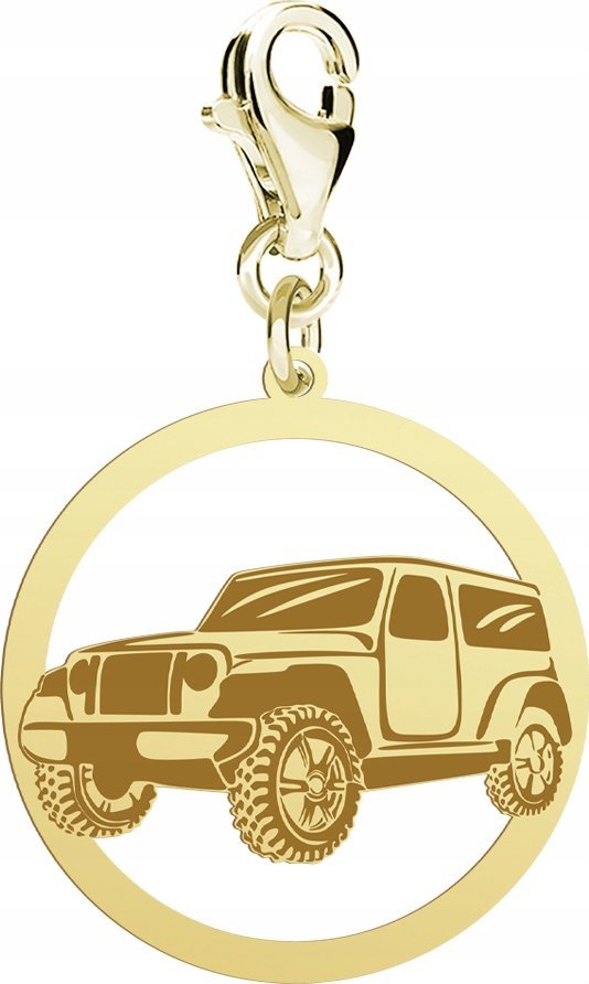 Radziszewska Jewellery Charms Złoty Jeep OFF-ROAD 4X4 Prezent Srebro 925 ŻYCZENIA GRATIS