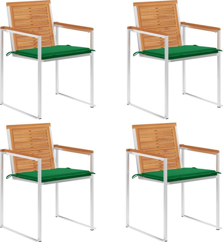 vidaXL vidaXL Krzesła ogrodowe z poduszkami, 4 szt., lite drewno akacjowe