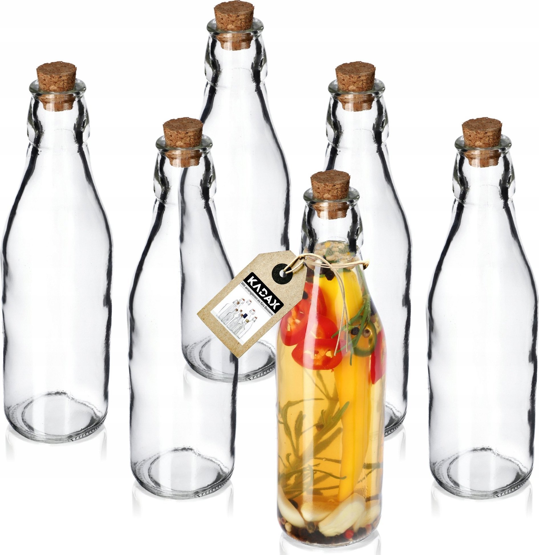 Kadax Butelka Z Korkiem Na Oliwę Ocet Przyprawy 6 szt
