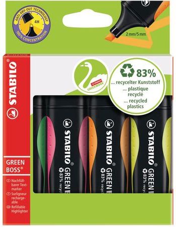 Stabilo Zakreślacz GREEN BOSS, zestaw 4 kolorów (SCH250)