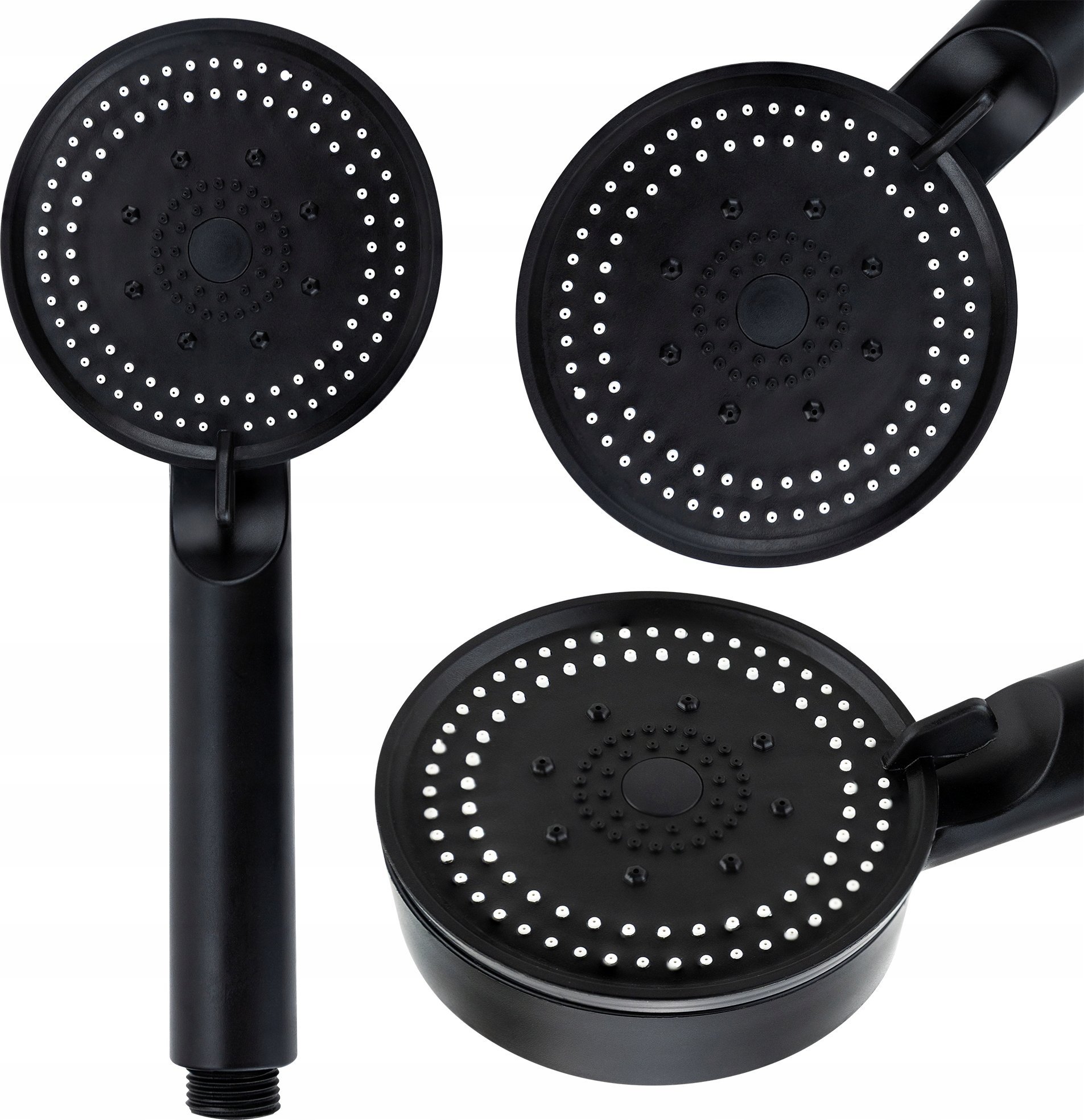 Słuchawka prysznicowa VERGIONIC Słuchawka prysznicowa czarna natryskowa 5 funkcyjna do wanny uniwersalna