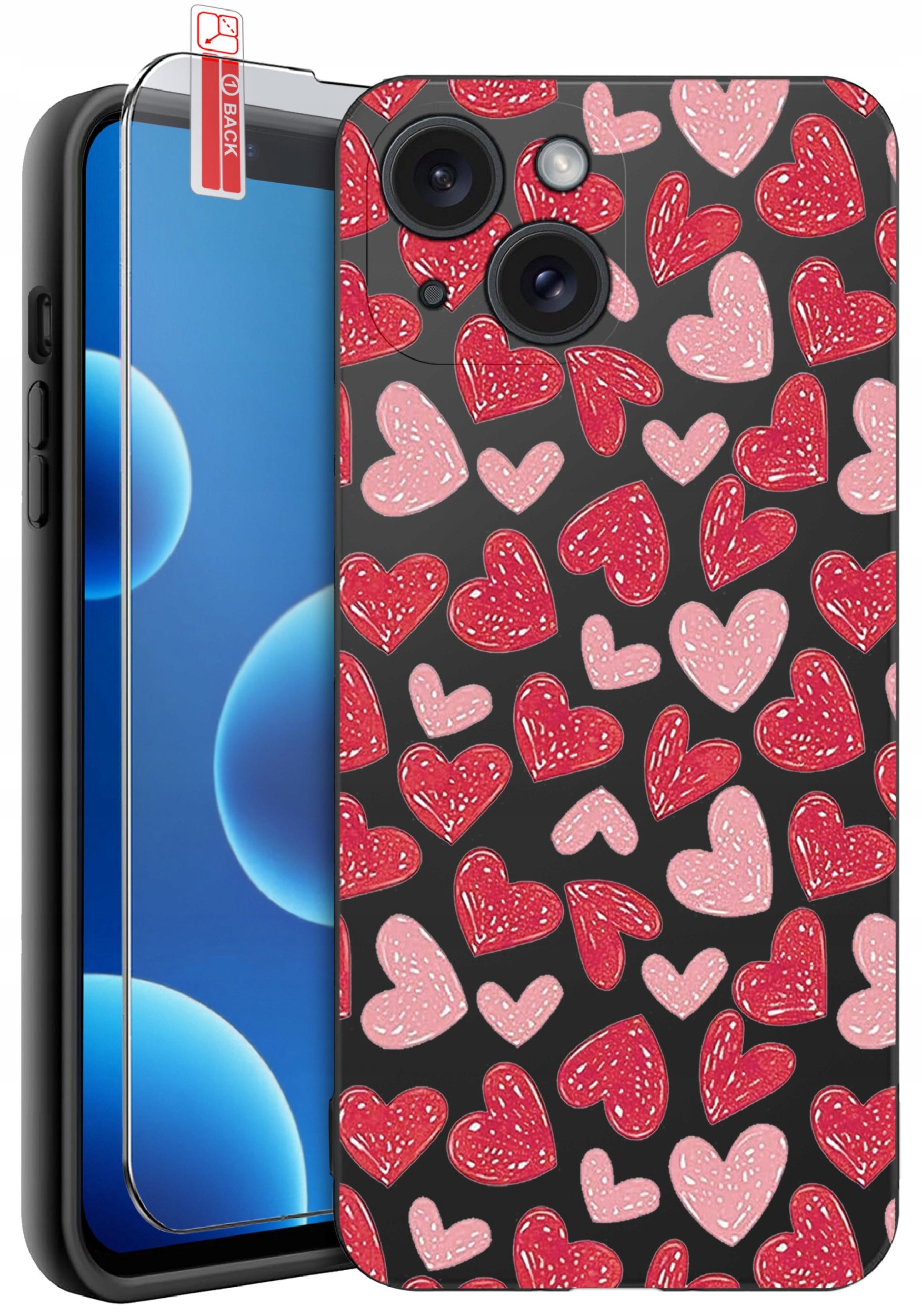 ETUI do iPhone 13 | 14 | WZORY | SILIKONOWE MATT CASE + SZKŁO 9H