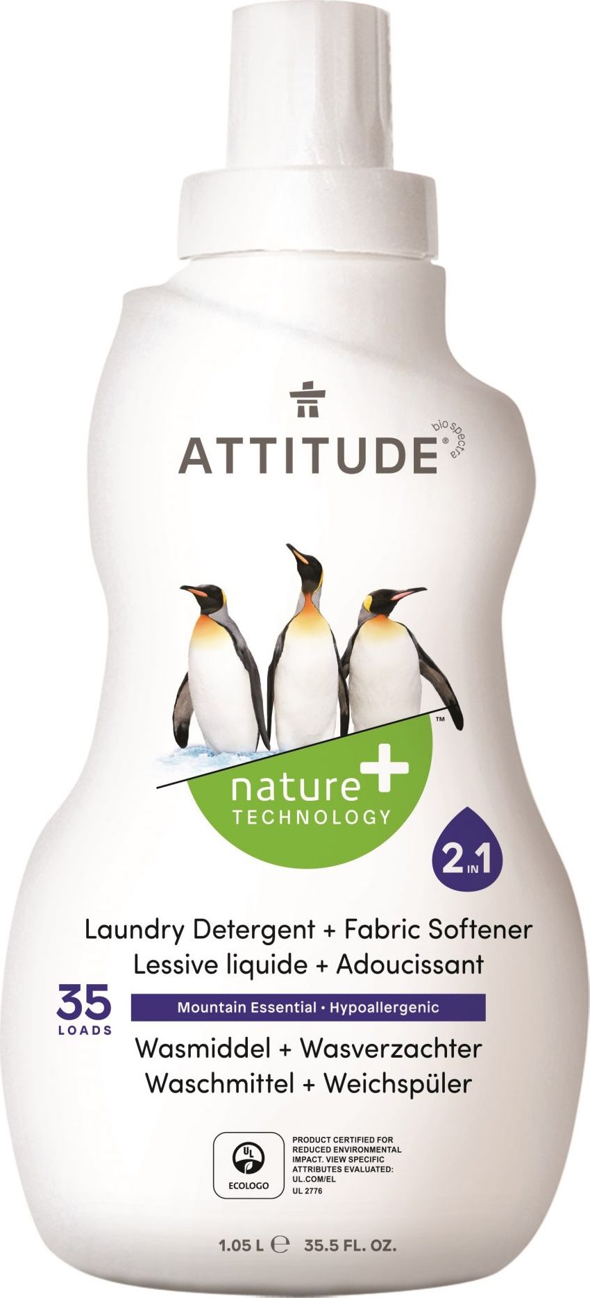 Attitude Płyn do prania i płukania 2 w 1 Górska Świeżość (Mountain Essentials) 35 prań - 1040 ml
