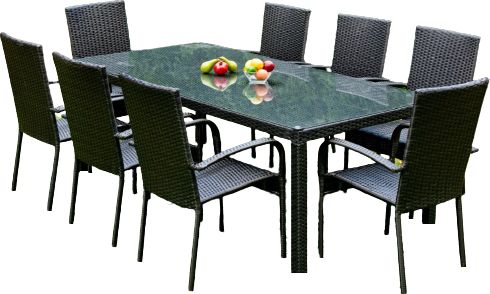 Bello Giardino Zestaw Obiadowy Z Czarnego Technorattanu Sottille czarne