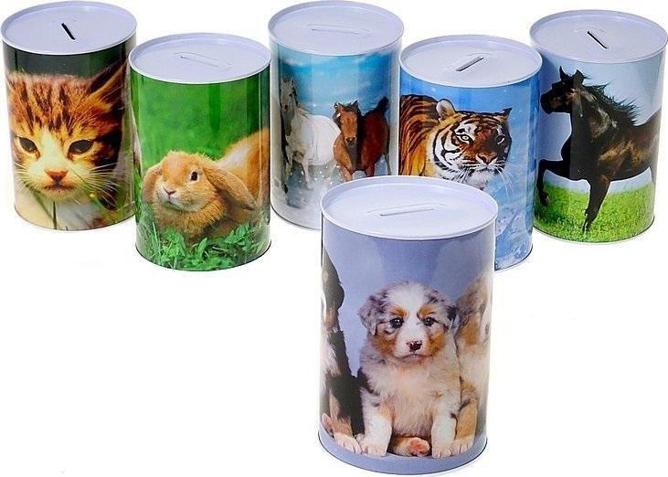 Skarbonka metalowa zwierzątka 14,5x10cm MIX