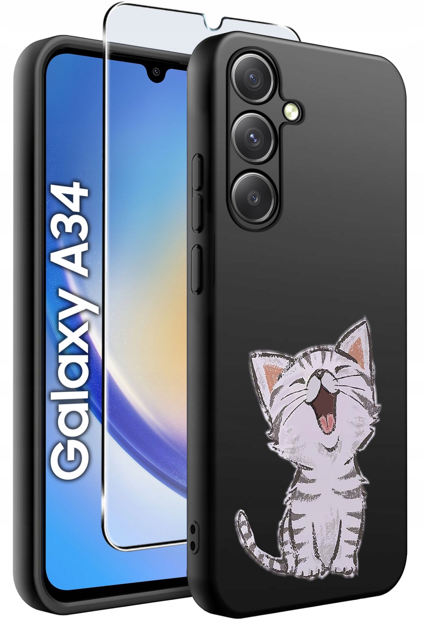 ETUI do Samsung A34 5G WZORY | SILIKONOWE MATT CASE + SZKŁO 9H