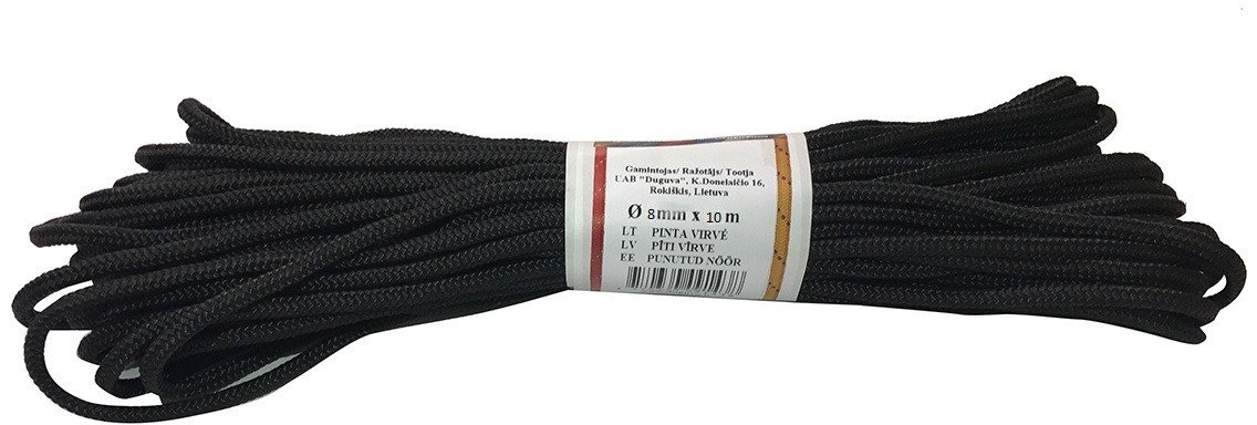 WOVEN POLYAMIDE ROPE BLACK 8MM 10M