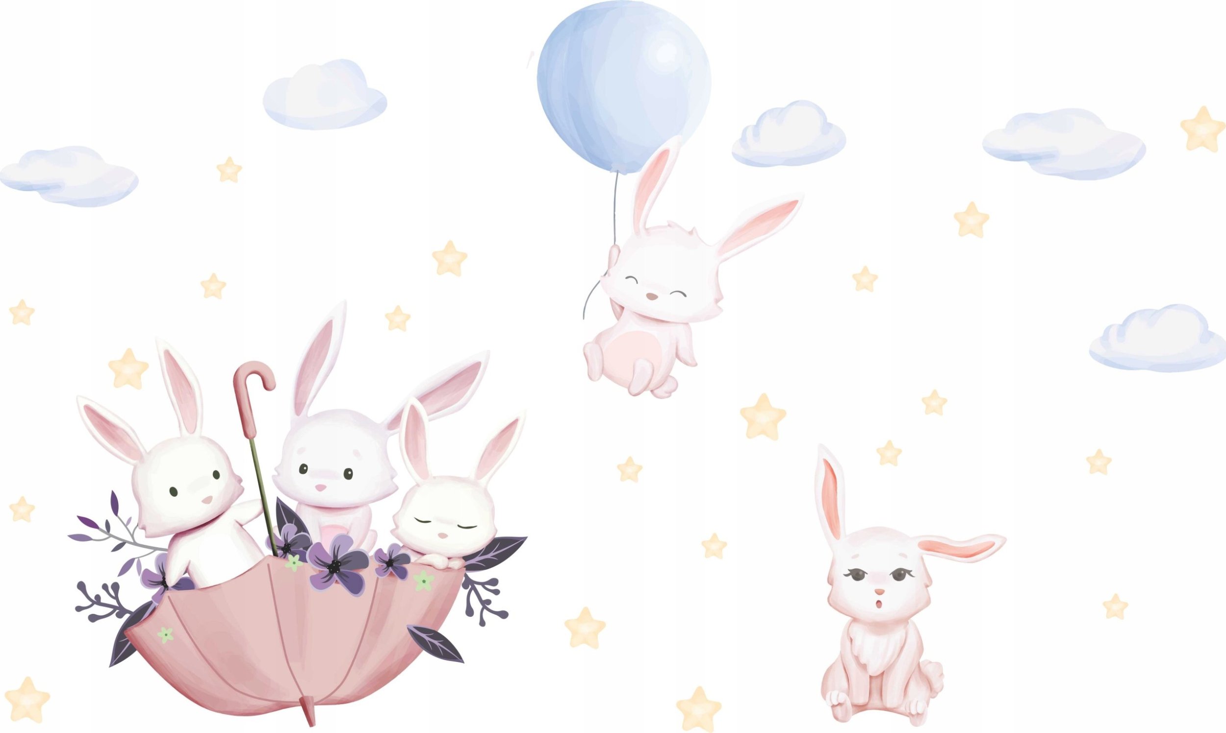naSciane Naklejki ścienne dla dzieci królik balon chmurka P