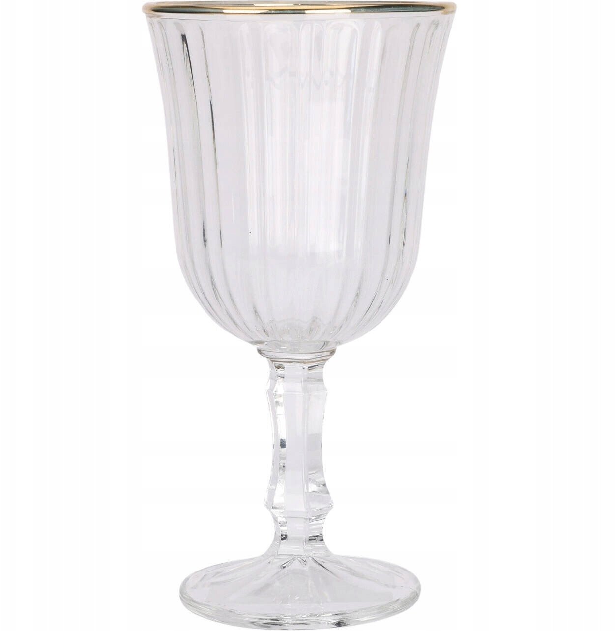 Prążkowany kieliszek na wino ze złotym brzegiem, 240 ml