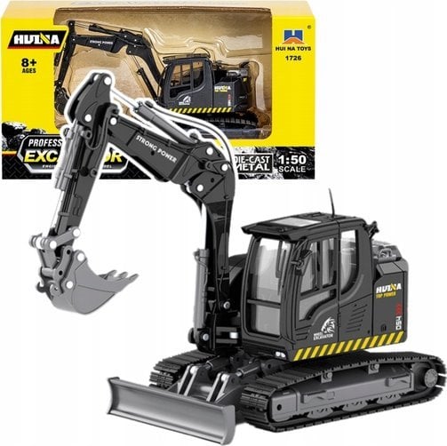 Koparka Gąsienicowa Ze Spychaczem Metalowa Huina Czarna 1:50