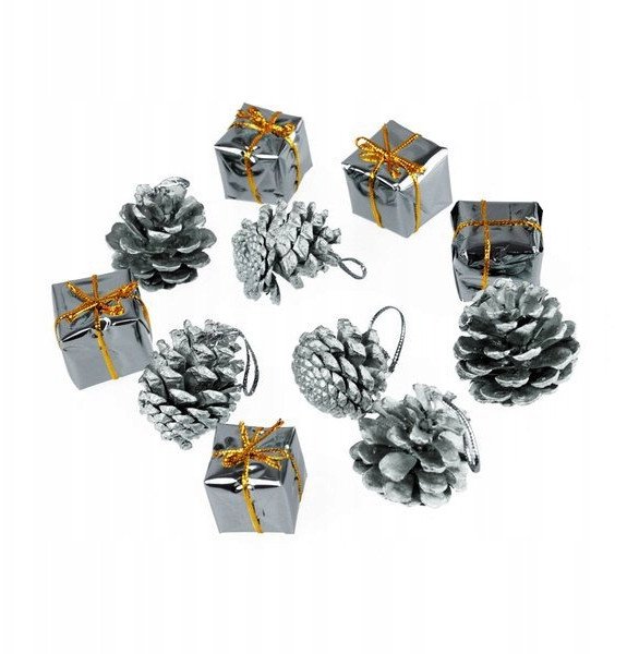 Ozdoby choinkowe srebrne 12szt