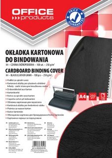 Office Products Okładki Do Bindowania, Karton, A4, 250 Gsm, Skóropodobne, 100 Szt., Czarne (20232525-05)