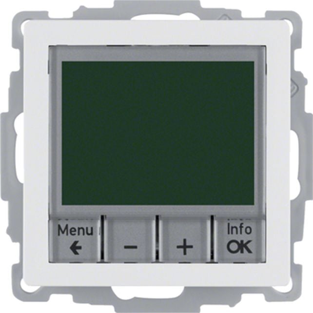 Hager Q.1 Regulator temperatury z czasowym sterowaniem i centralnym elementem białym, aksamitnym 20446089