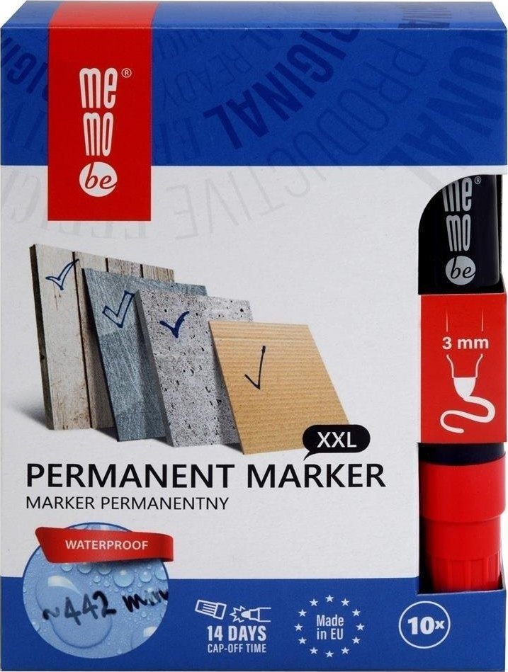 MemoBe Marker permanentny 3mm czerwony (10szt) MemoBe