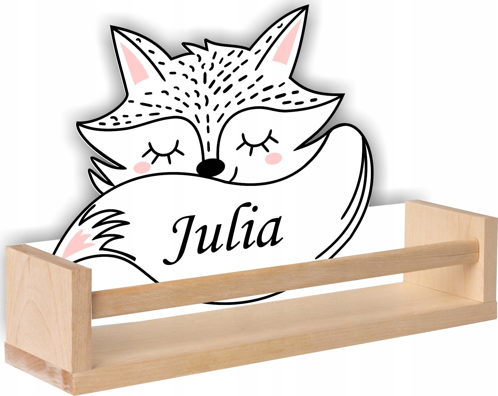 Półka drewniana lis LISEK z imieniem dziecka imię