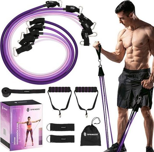Springos Guma oporowa zestaw 5 szt. fioletowy ekspander, taśma do ćwiczeń 4,5-22,7 kg UNIWERSALNY