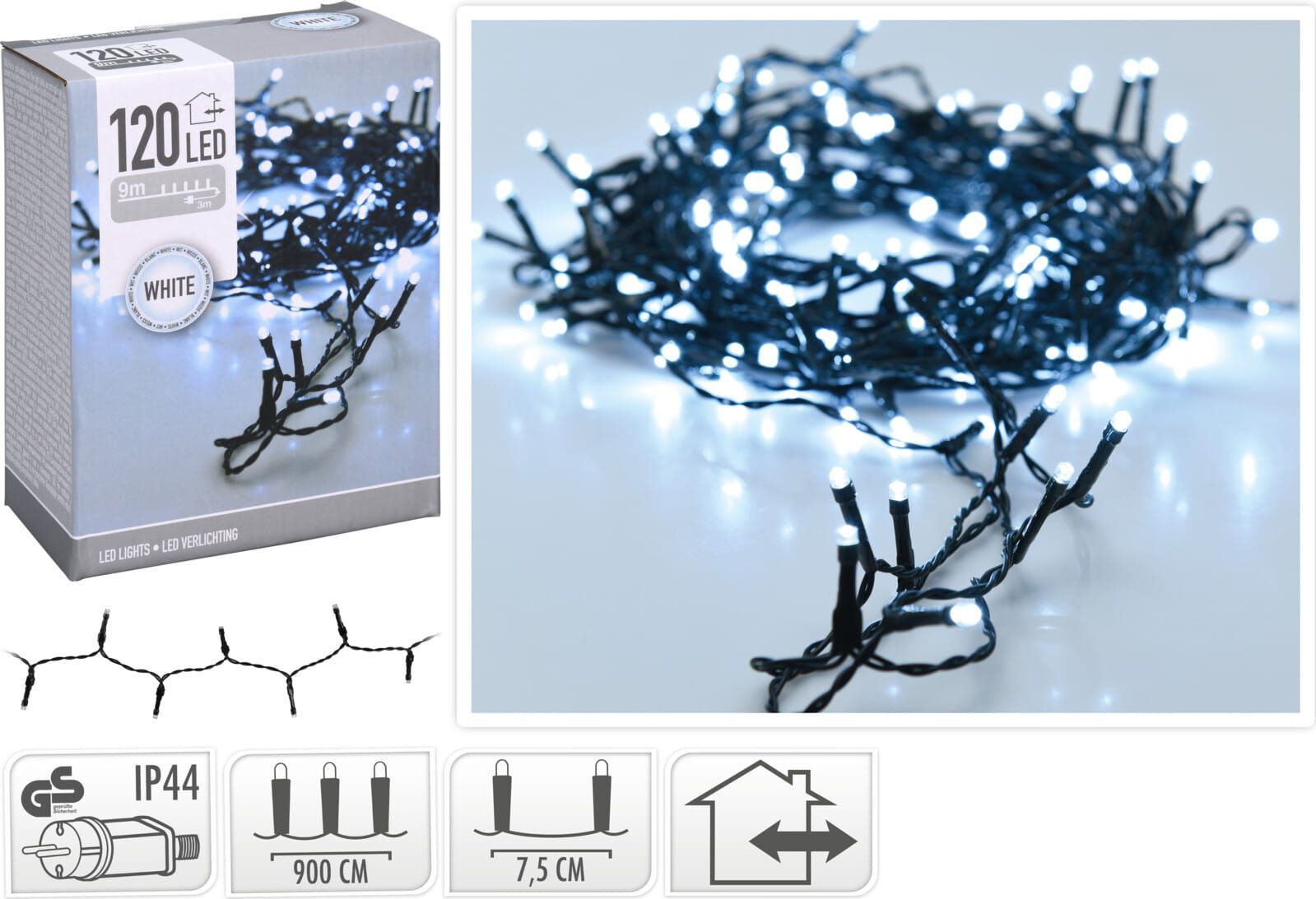 Lampki choinkowe 120 LED białe zimne