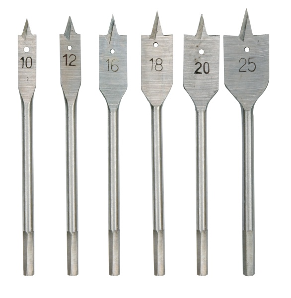 Wiertło Vorel do drewna łopatkowe sześciokątne 10 12 16 18 20 25mm zestaw (22500)