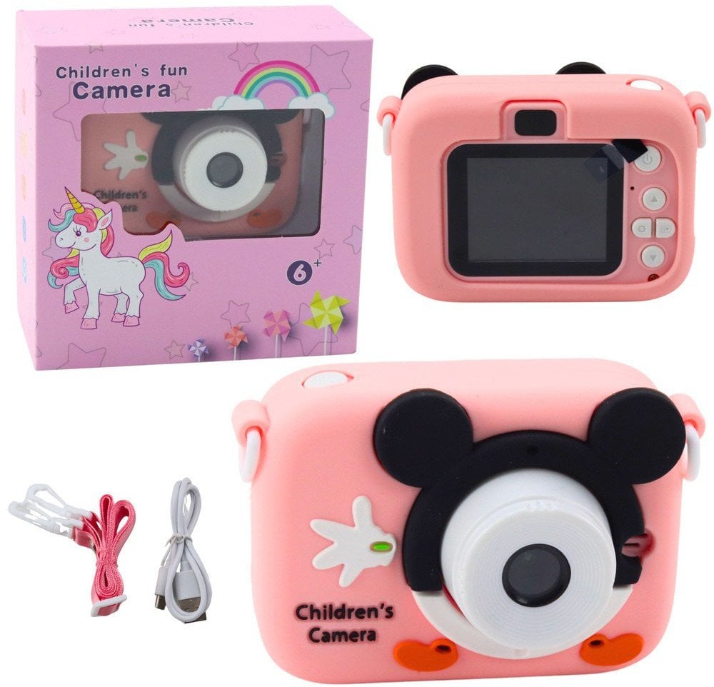 LeanToys Aparat Cyfrowy Dla Dzieci Myszka Różowy 48Mpx HD 1080P