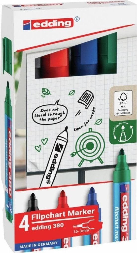 Marker do flipchartów 1,5-3 mm 4 kolory