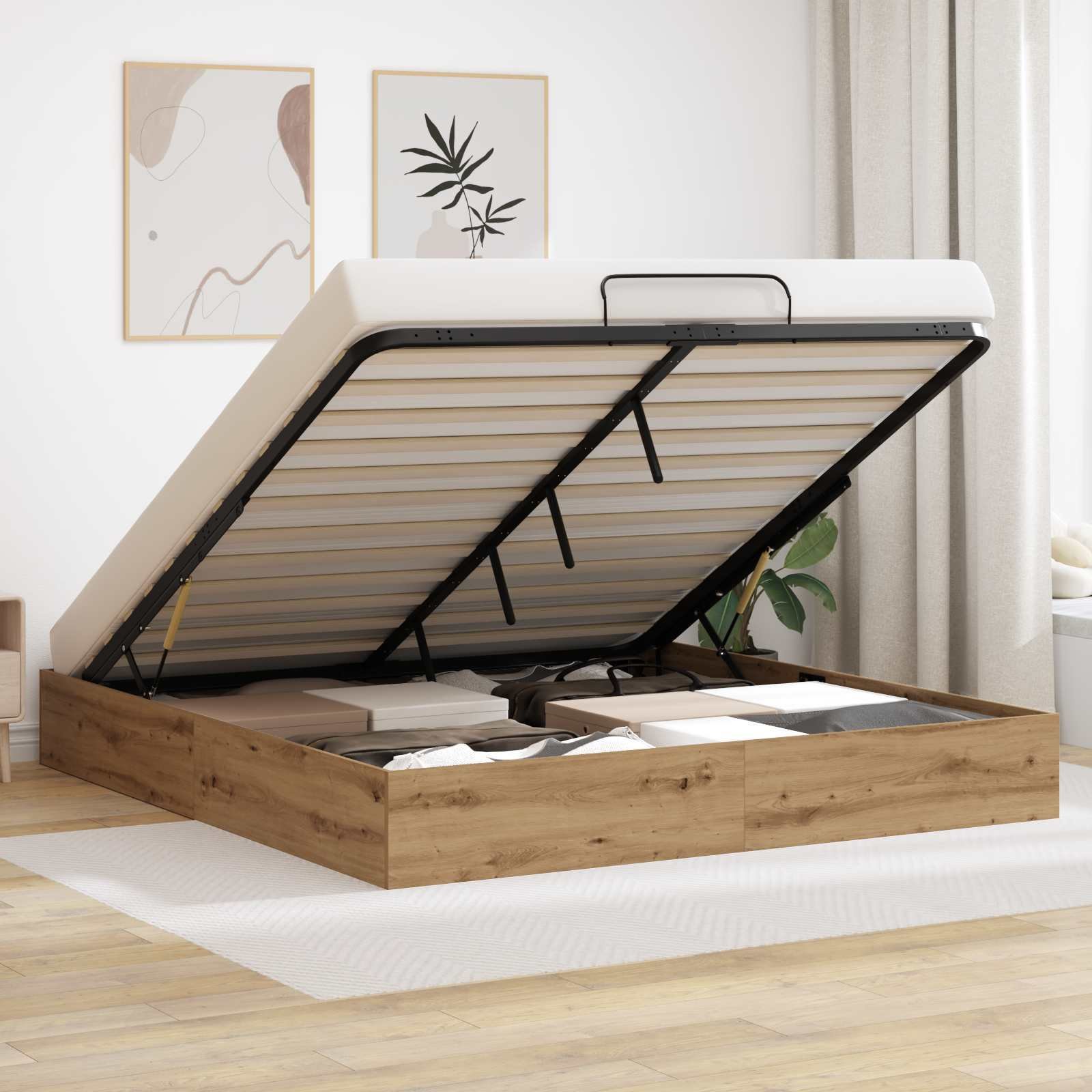 vidaXL Łóżko otomanowe Dąb rzemieślniczy 193 x 120 x 25 cm