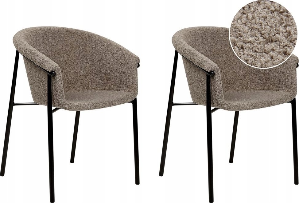 Beliani Zestaw 2 krzeseł do jadalni boucle beżowoszary AMES