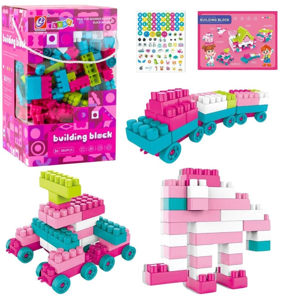 Klocki Konstrukcyjne Przestrzenne Pastelowe Różowe 360 el.