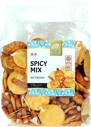 Golden Turtle Brand Krakersy ryżowo-kukurydziane Arare, snack miks Spicy 175g -