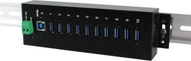 Exsys EXSYS EX-1110HMVS 10-portowy USB 3.2 Gen1 HUB 15KV ESD Ochrona przeciwprzepięciowa Metalowa obudowa